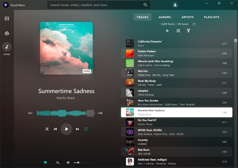 🆔  软件名称：Ruurd Music⭐️  软件功能：音乐播放器➡️  支持平台：#Windows #macOS #Linux📁  软件简介：一个基于 Spotify API 的音乐播放器，允许用户在没有广告的情况下收听他们的 Spotify 音乐库，而无需付费的高级账户