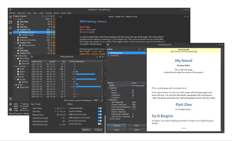 #软件 #开源 #工具🏷 novelWriter - 专为写小说的开源纯文本编辑器▎ 软件功能：纯文本编辑器▎ 软件平台：#Windows #macOS #Linux▎ 软件介绍：一个专为写小说设计的开源文本编辑器，它使用简化类 Markdown 语法，可以格式化文本并添加元数据以便于内容管理和参考