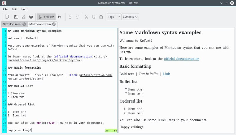 🆔  项目名称：ReText⭐️  项目功能：Markdown 编辑器📁  项目简介：一个简单但功能强大的编辑器，专门用于 Markdown 和 reStructuredText 标记语言